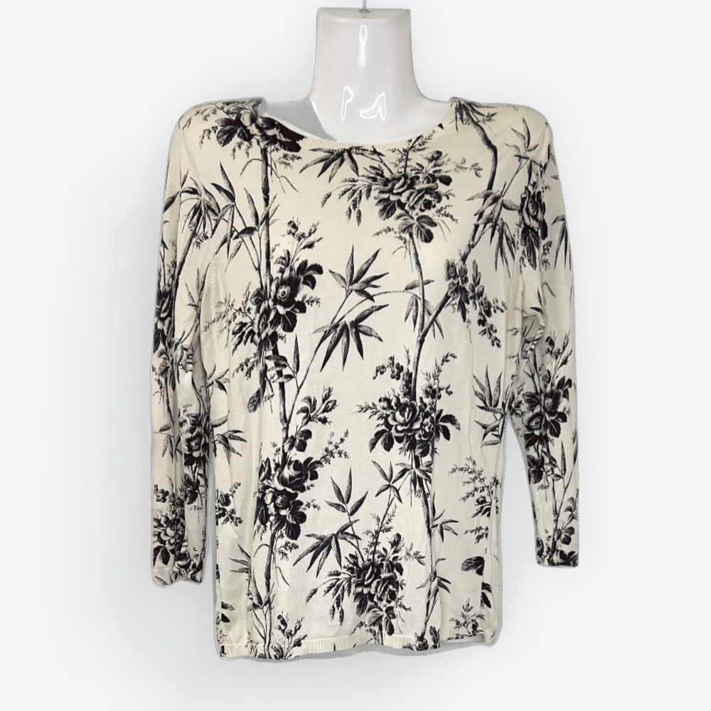 Ann Taylor LOFT size M lightweight, SOFT cotton sweater, Victorian black toile